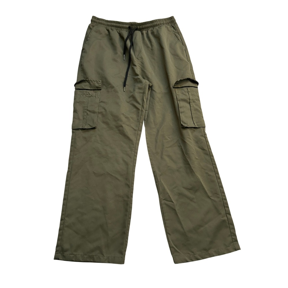 Vintage Cargo Pants Mens Medium Olive Green Excellent Wide Leg Utility Trousers